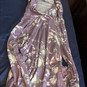 Floral Hooded Dress in Purple and Cream